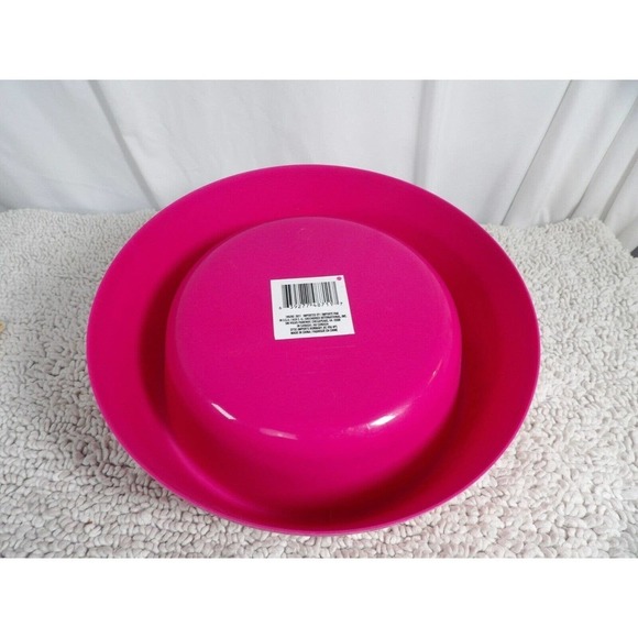 Greenbrier Kennel Club Pink Dishwasher Safe Woof It Down Round Pet Bowl - Picture 3 of 5